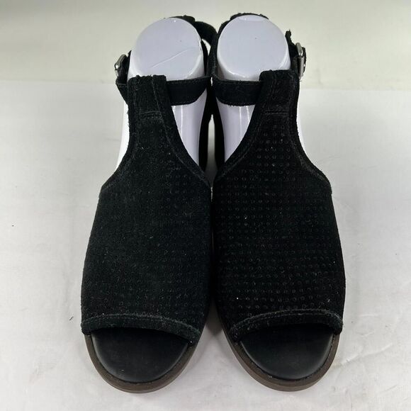 Koolaburra Ugg Ashland Perforated Suede Peep toe US 9 Bootie Sandal Stacked Heel - Picture 3 of 11